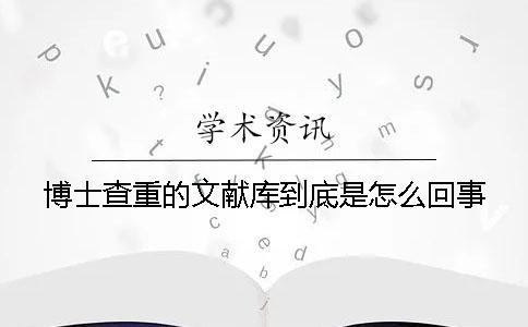 博士查重的文献库到底是怎么回事